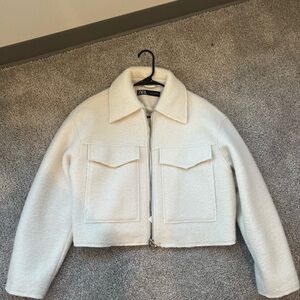 Zara Women's Off-White Teddy Jacket